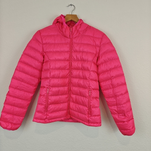 Tna Botanie Puffer Packable Women's goose-down puffer Hooded jacket SM Hot Pink - Picture 2 of 12